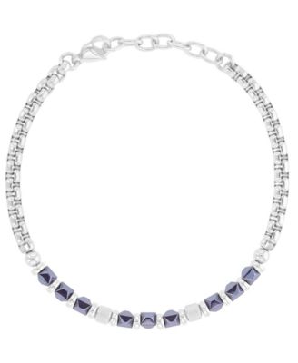 Men's Platinum-Plated Steel Hematite Bracelet