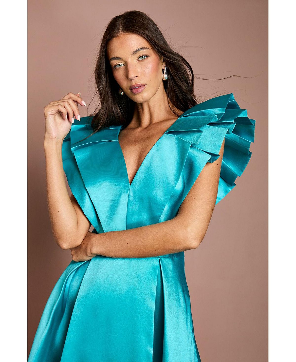 Coast Women's V-Neck High Low Midi Dress view 4 — MAYCSS fashion products