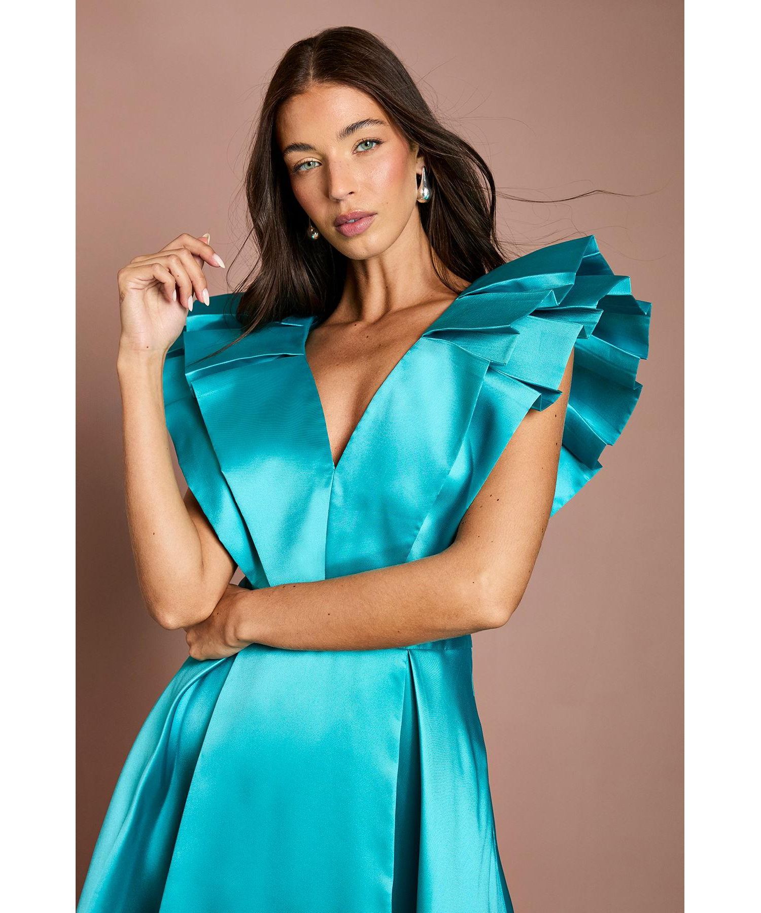 Women's V-Neck High Low Midi Dress
