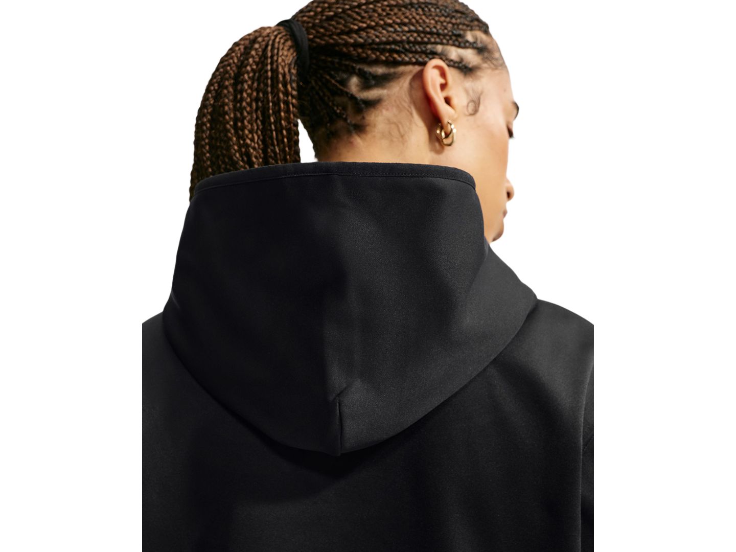 Женское худи Nike Studio Fleece Therma-FIT Pullover, цвет: Чёрный / Белый — фото 5