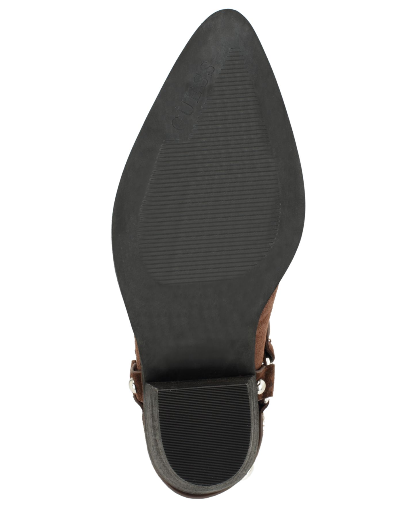 Женские туфли GUESS Sashlin Rugged Block Heel Shootie, цвет: Тёмный коричневый замшевый — фото 5