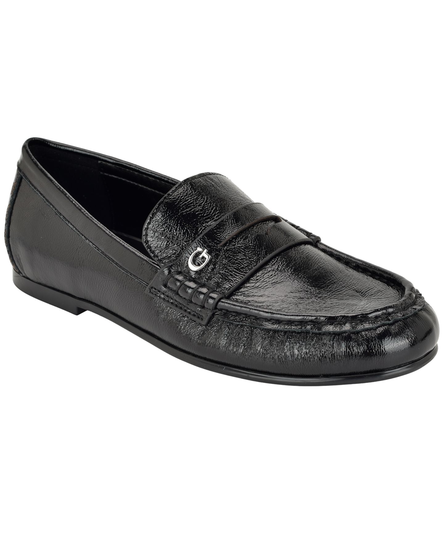 Женские туфли GUESS Raivoo Almond Toe Slip-On Penny, цвет: Чёрная лаковая кожа — фото 1