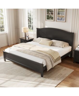 Queen Size Platform Bed with Headboard with Wooden Slat Support Legs