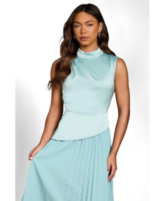 pleated high neck midi dress Solid Dresses for Women 2024 Mock Neck Long Sleeve Pleated A Line Dress  Elegant High Waist Maxi Dress with Belt Black at Amazon Women's Clothing  store