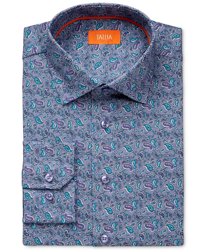 Tallia Men's Fitted Purple PaisleyPrint Dress Shirt Macy's