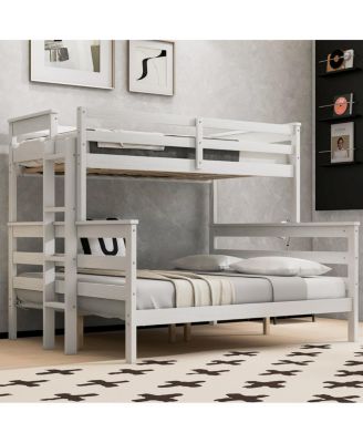 Wood Twin XL over Queen Bunk Bed with Ladder