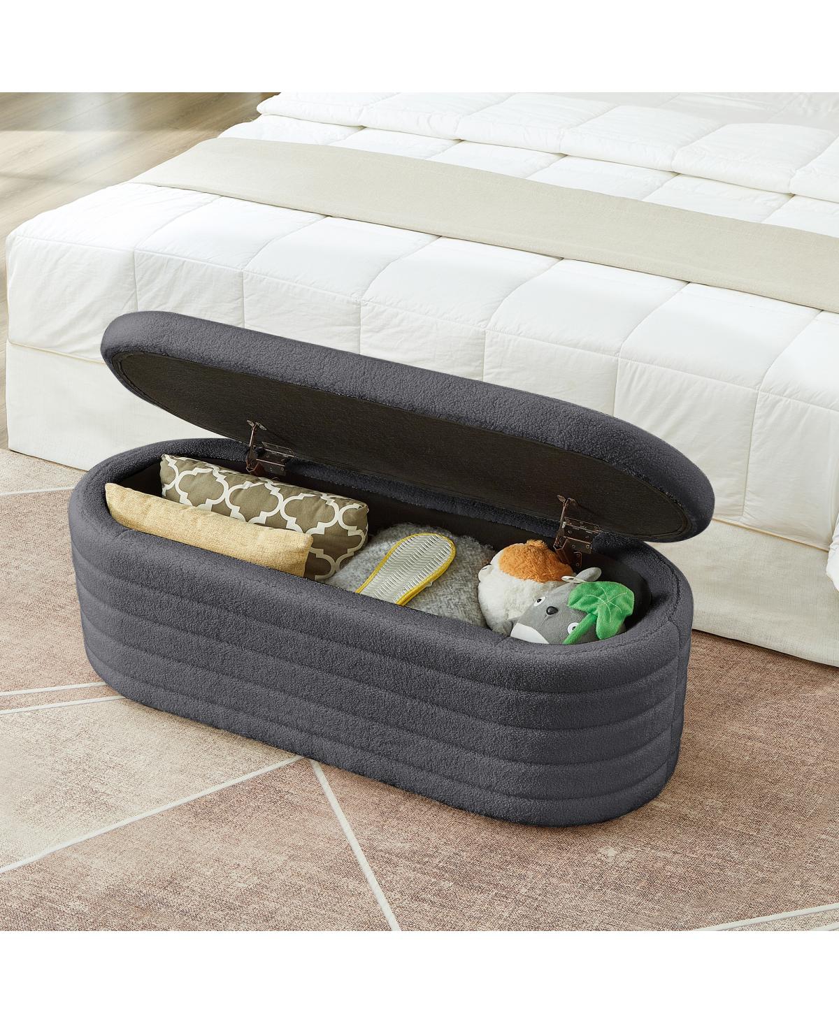 Streamdale Furniture Modern Oval Upholstered Storage Ottoman Bench