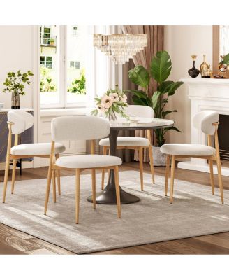 Set of 4 Modern Upholstered Metal Dining Chairs