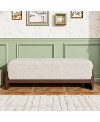 Rubber Solid Wood Bench with Thick Soft Cushions Can Accommodate Three People