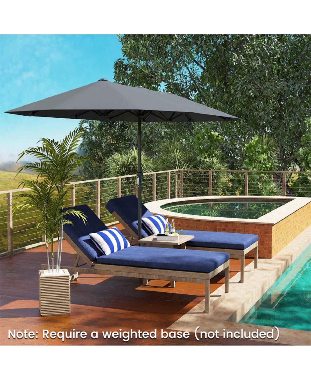 Sugift 13 Feet Double-Sided Patio Table Market Umbrella with Crank Handle