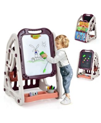 3-in-1 Kids Art Easel with Chalk, Marker, and Magnet Board
