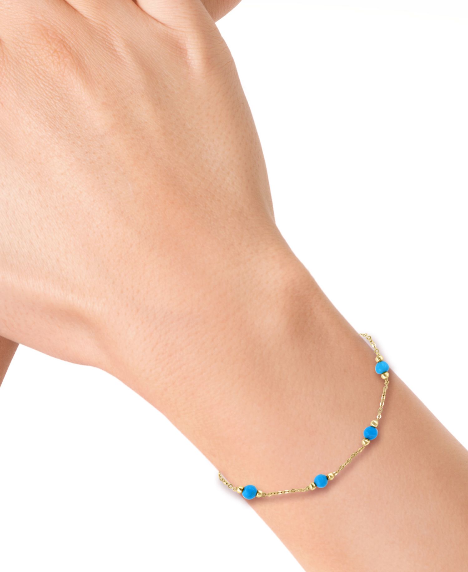 Turquoise (3.5mm) Bracelet in 14k Yellow Gold