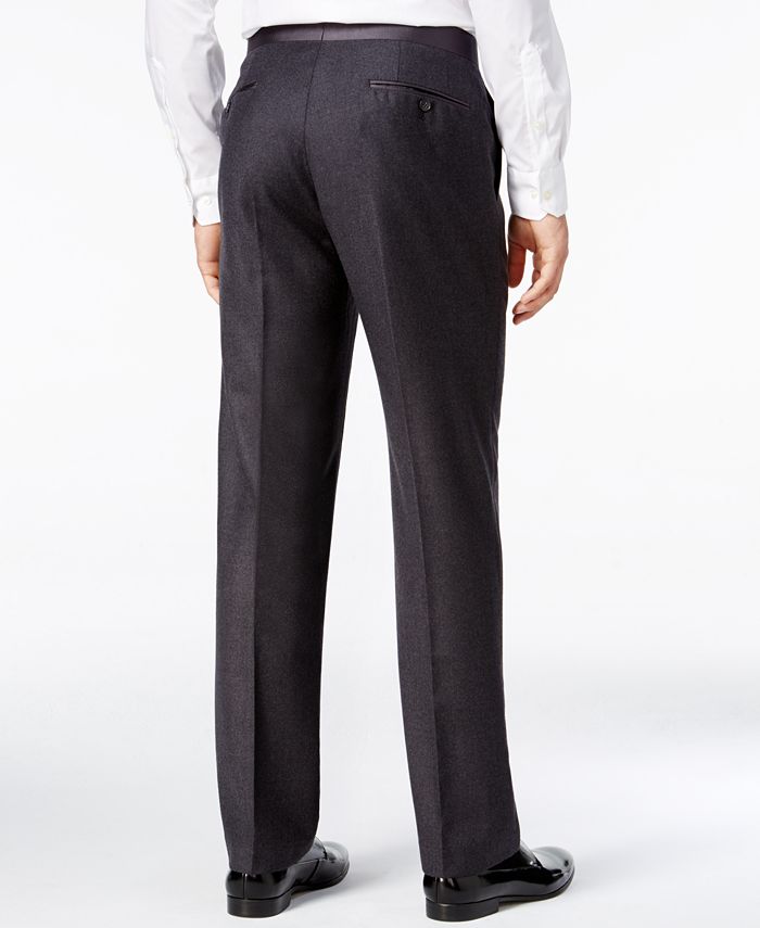Ryan Seacrest Distinction Men's Modern Fit Gray Flannel Tuxedo Pants ...