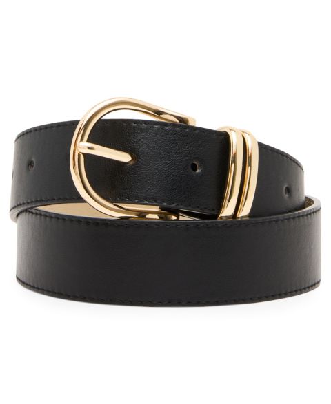 Женский ремень Steve Madden Feathered Edge Stitched Pant Belt, цвет: Чёрный