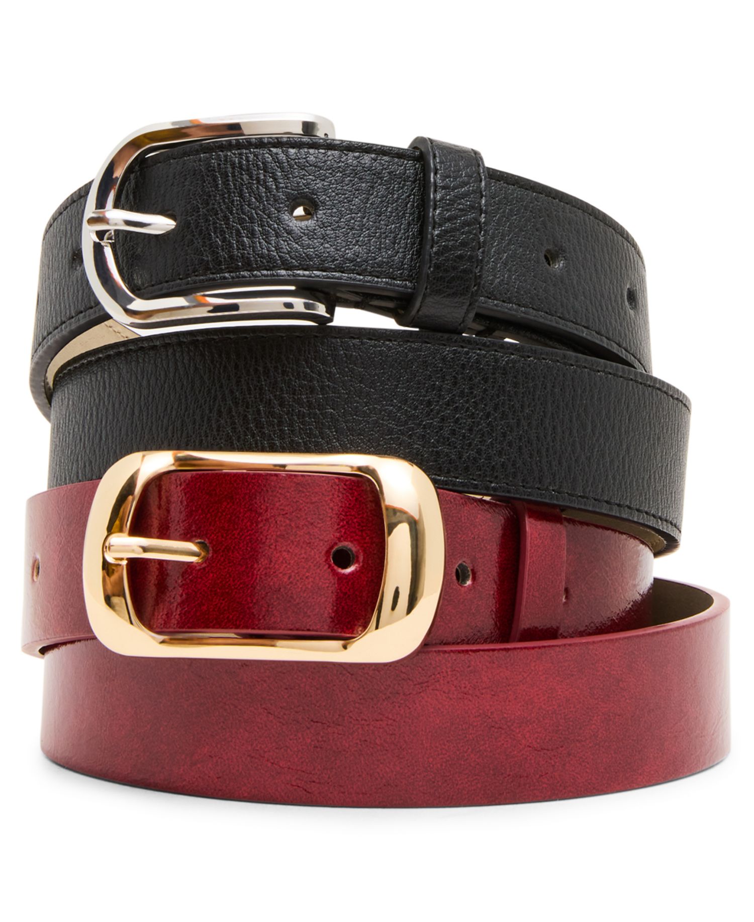 Top Stitched Center Bar Hardware 2-Pack Belt Set