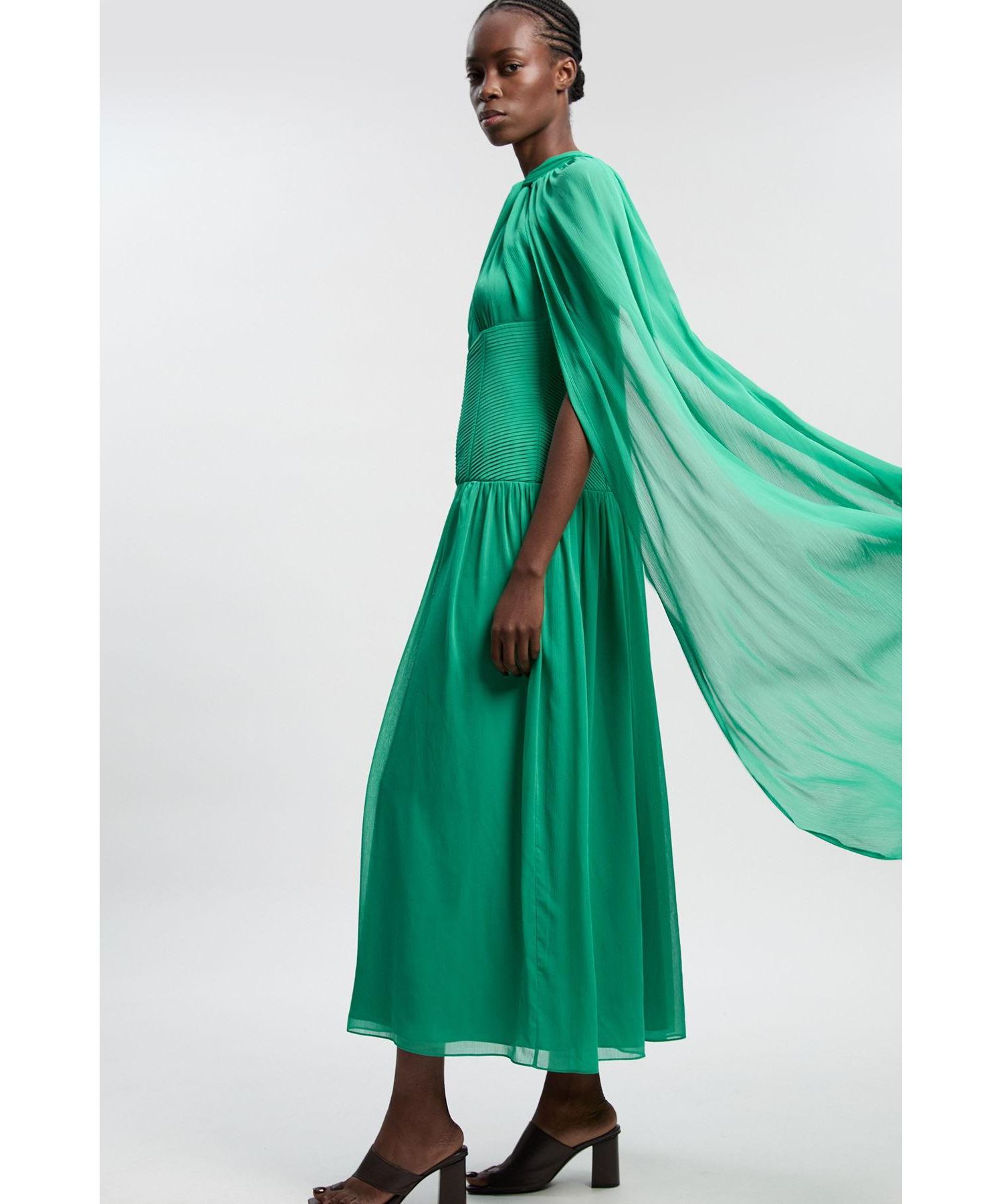 Women's Halter Cape Maxi Dress