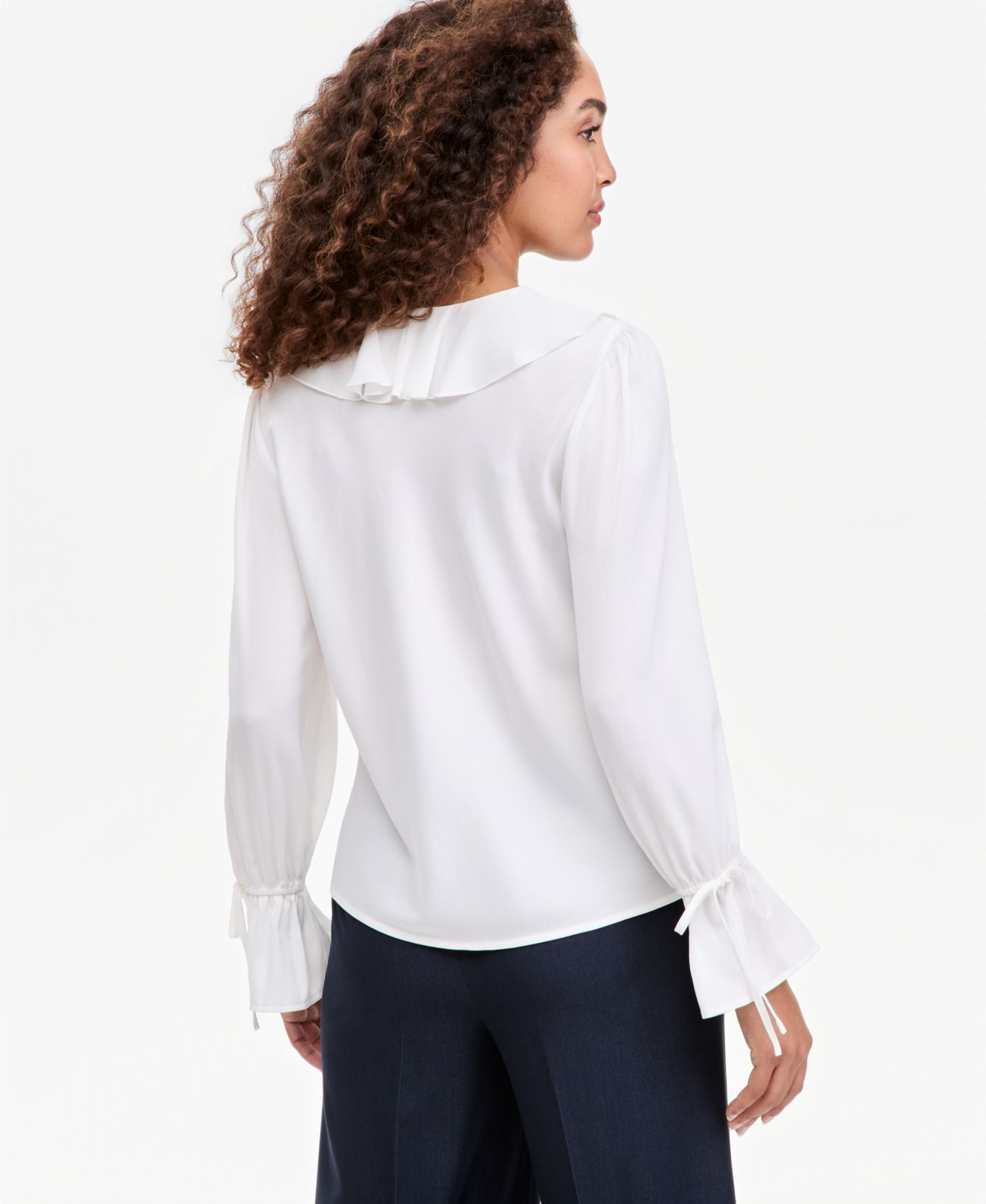 Women's V-Neck Long-Sleeve Ruffle Blouse