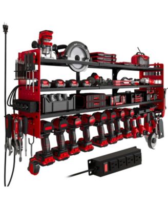 Drill Holder Wall Mount Pegboard Metal Rack Power Strip