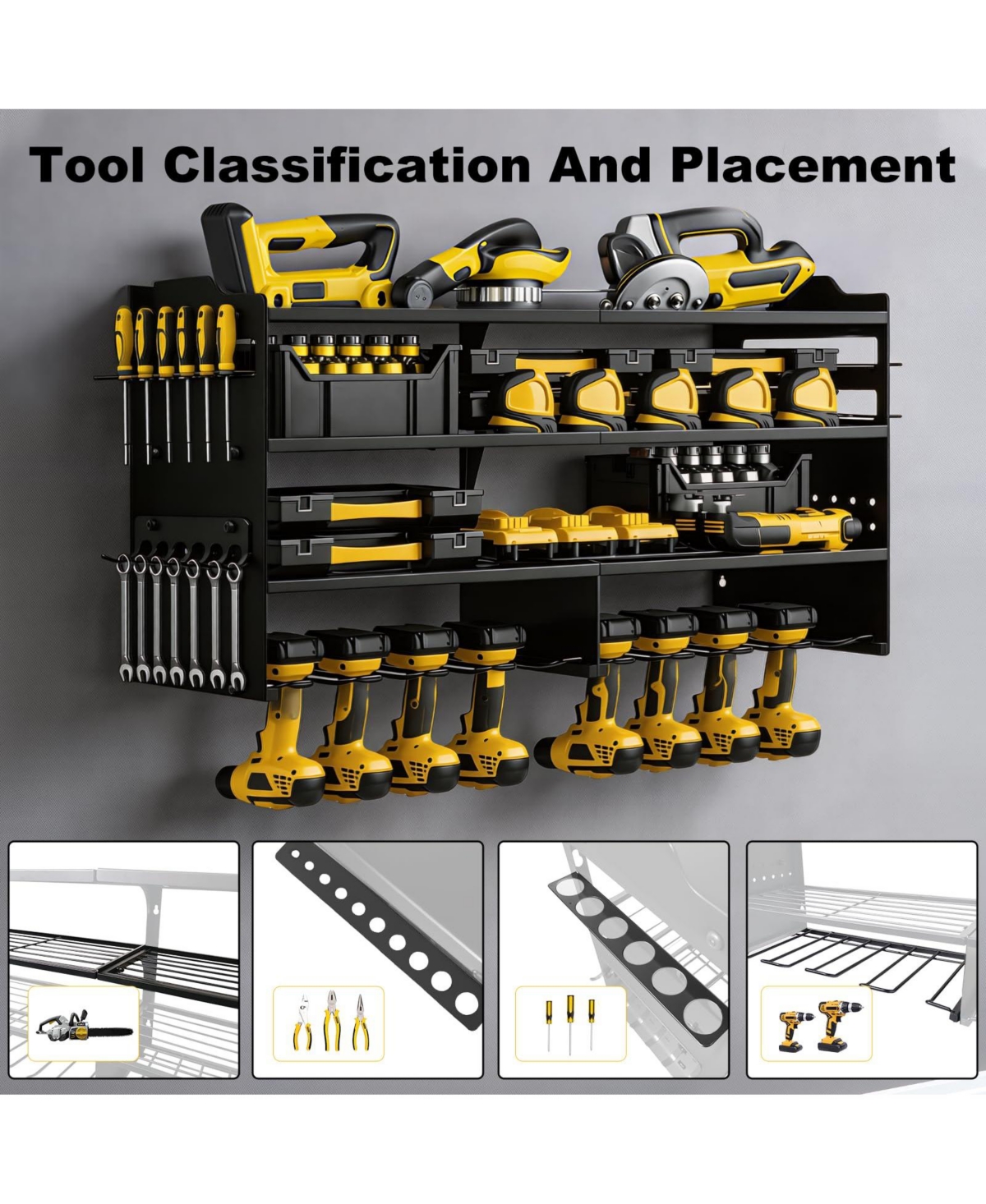 Xdovet Power Tool Organizer Wall Mount Drill Holder Metal Rack Garage Workshop Storage