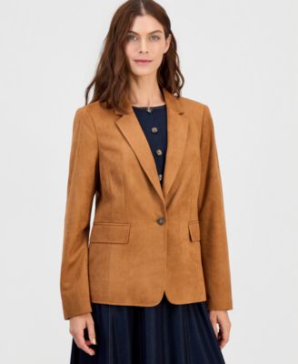 Women's Faux-Suede Single-Button Blazer