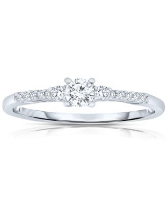 Minimalist Sterling Silver White Gold Plated CZ Slim Band Ring