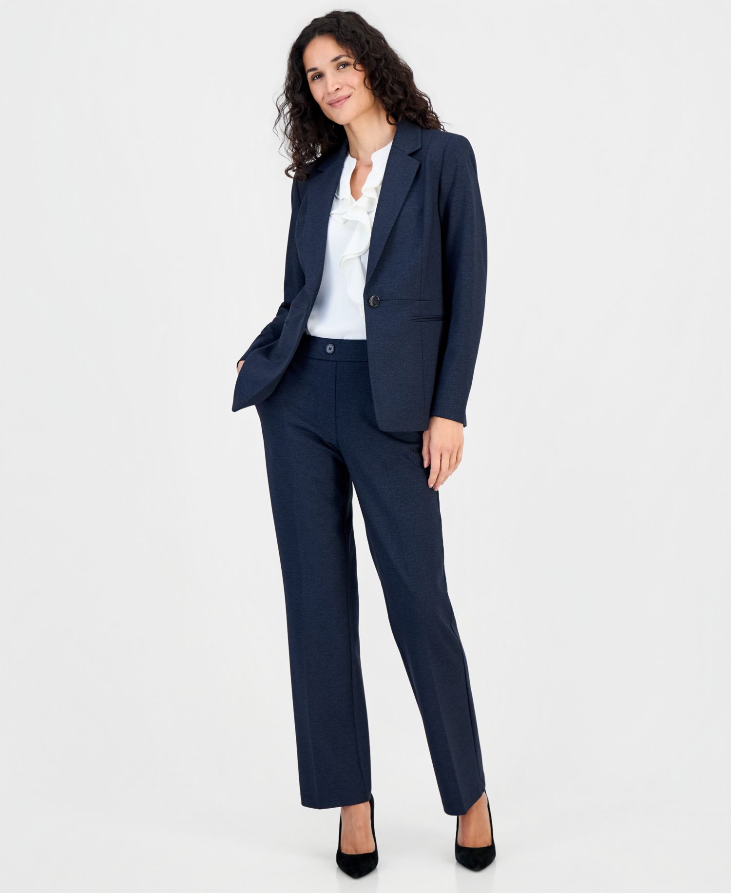Women's Faux-Fly Pull-On Straight-Leg Pants