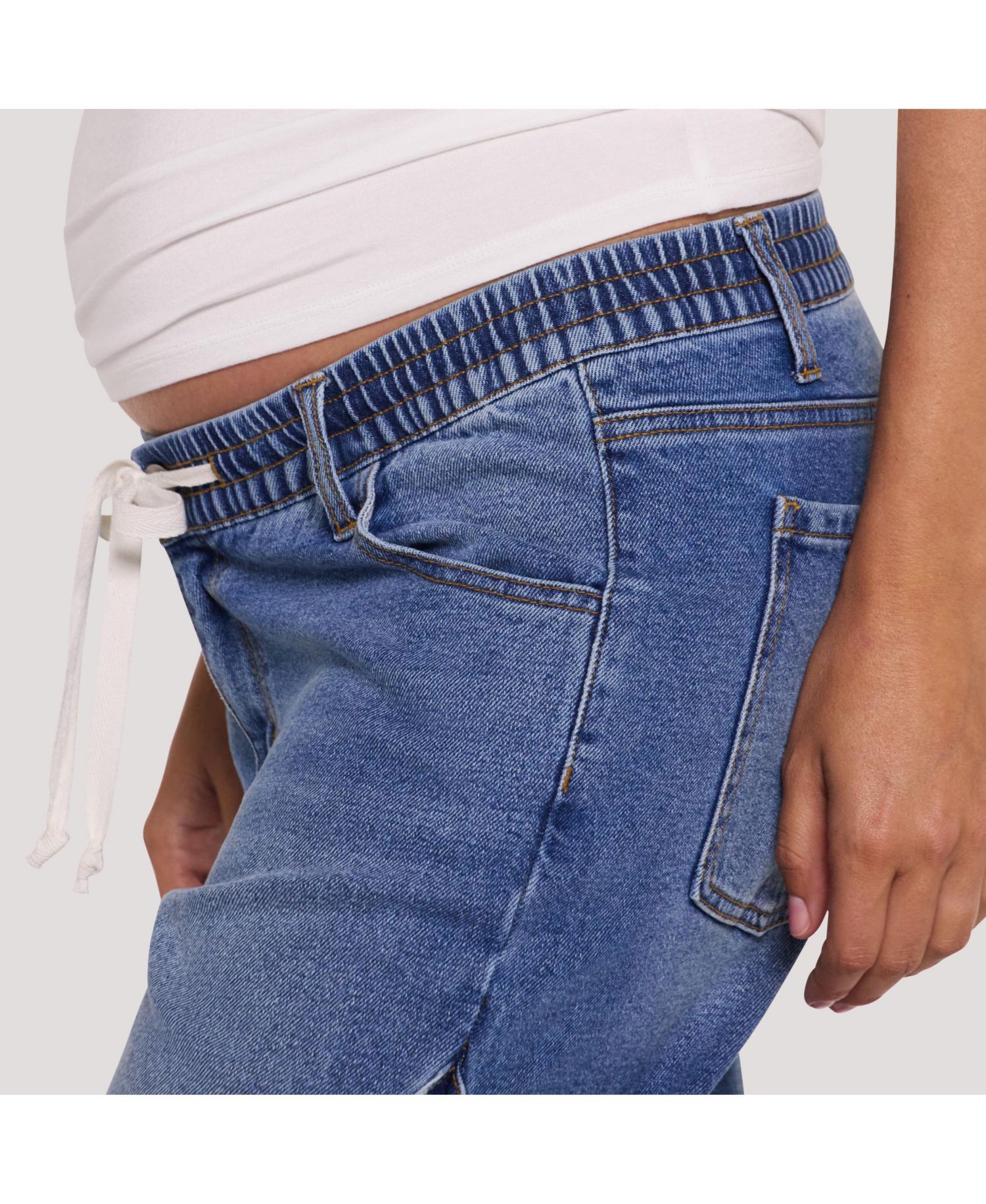 Women's Motherhood Drawstring Pull On Barrel Jean