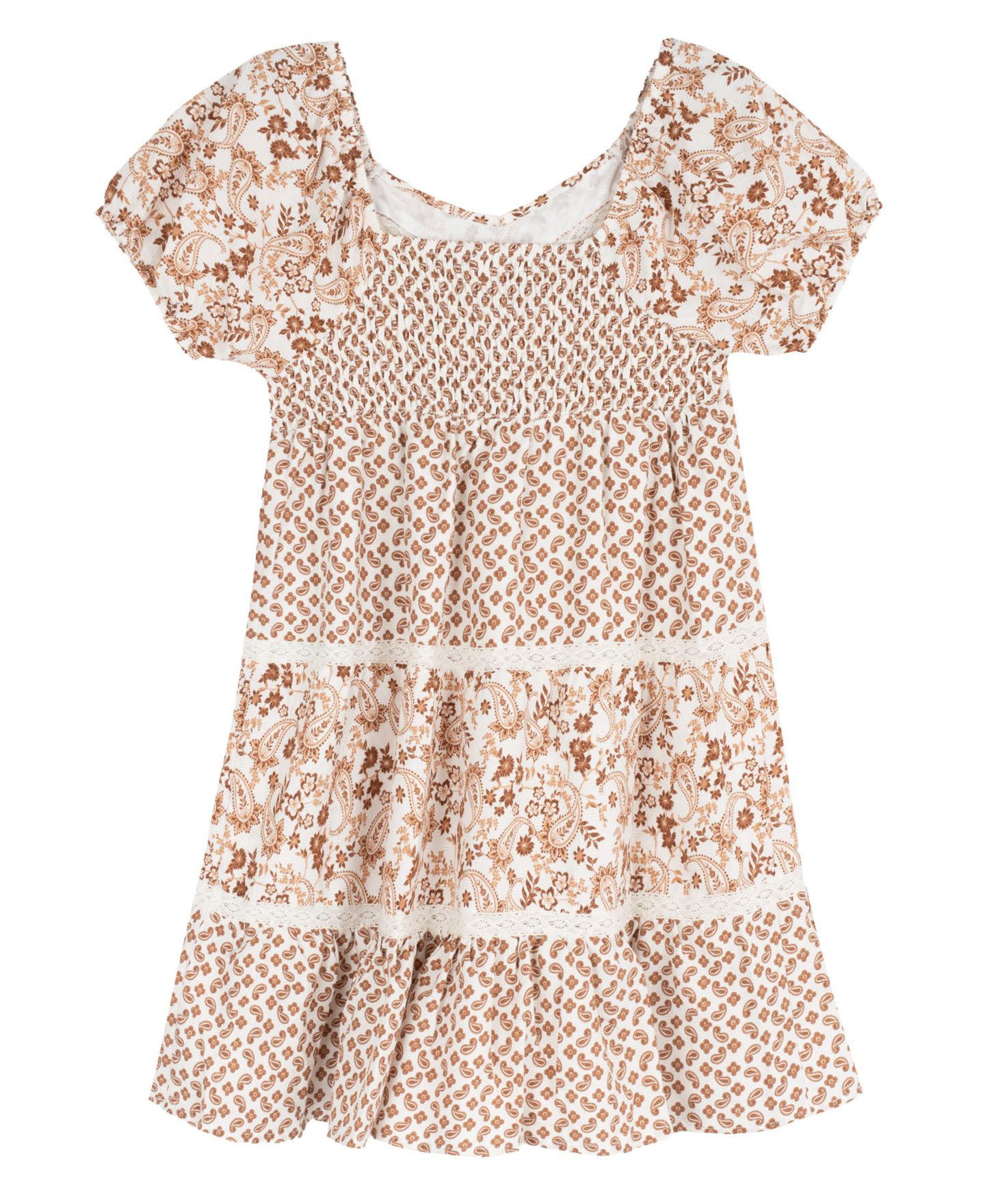 Платье Rare Editions Short-Sleeve 3-Tier Skirt Dress для девочек, цвет: Коричневый — фото 2