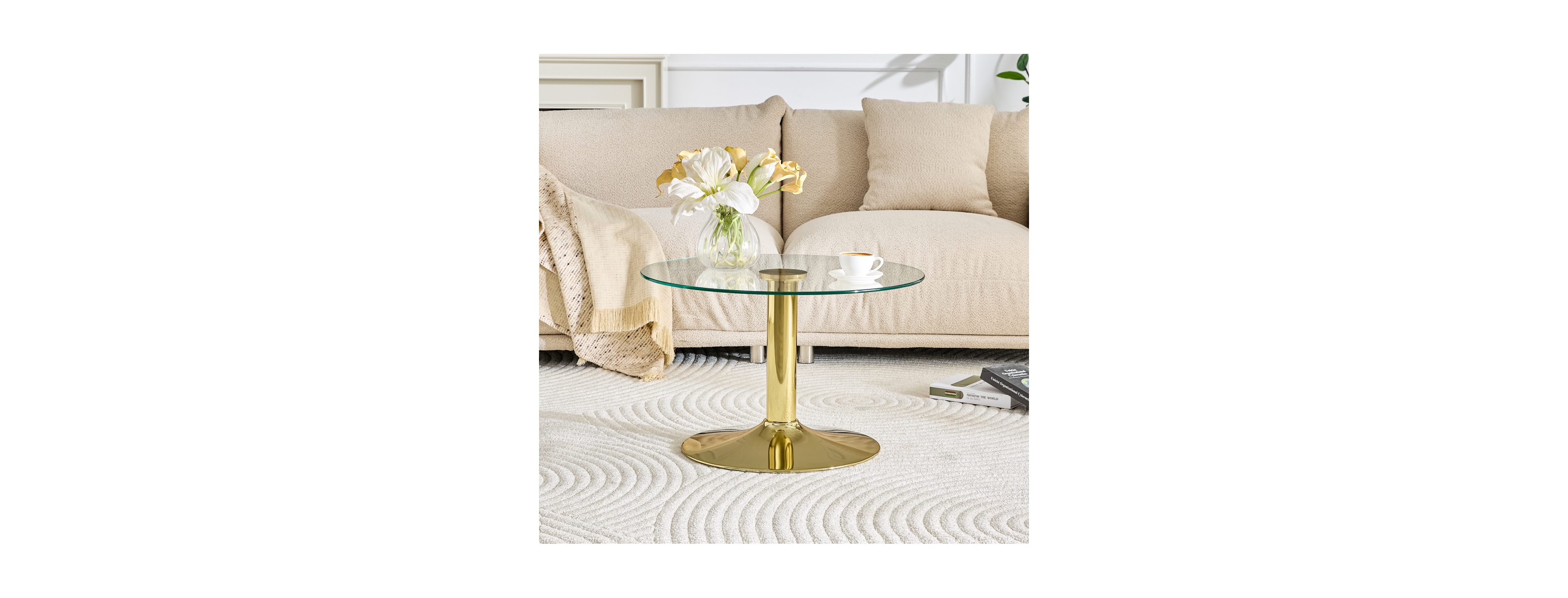Streamdale Furniture 27.5'' Round Tempered Glass Coffee Table with Metal Base