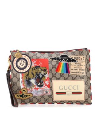 Courrier Pouch GG Coated Canvas with Applique
