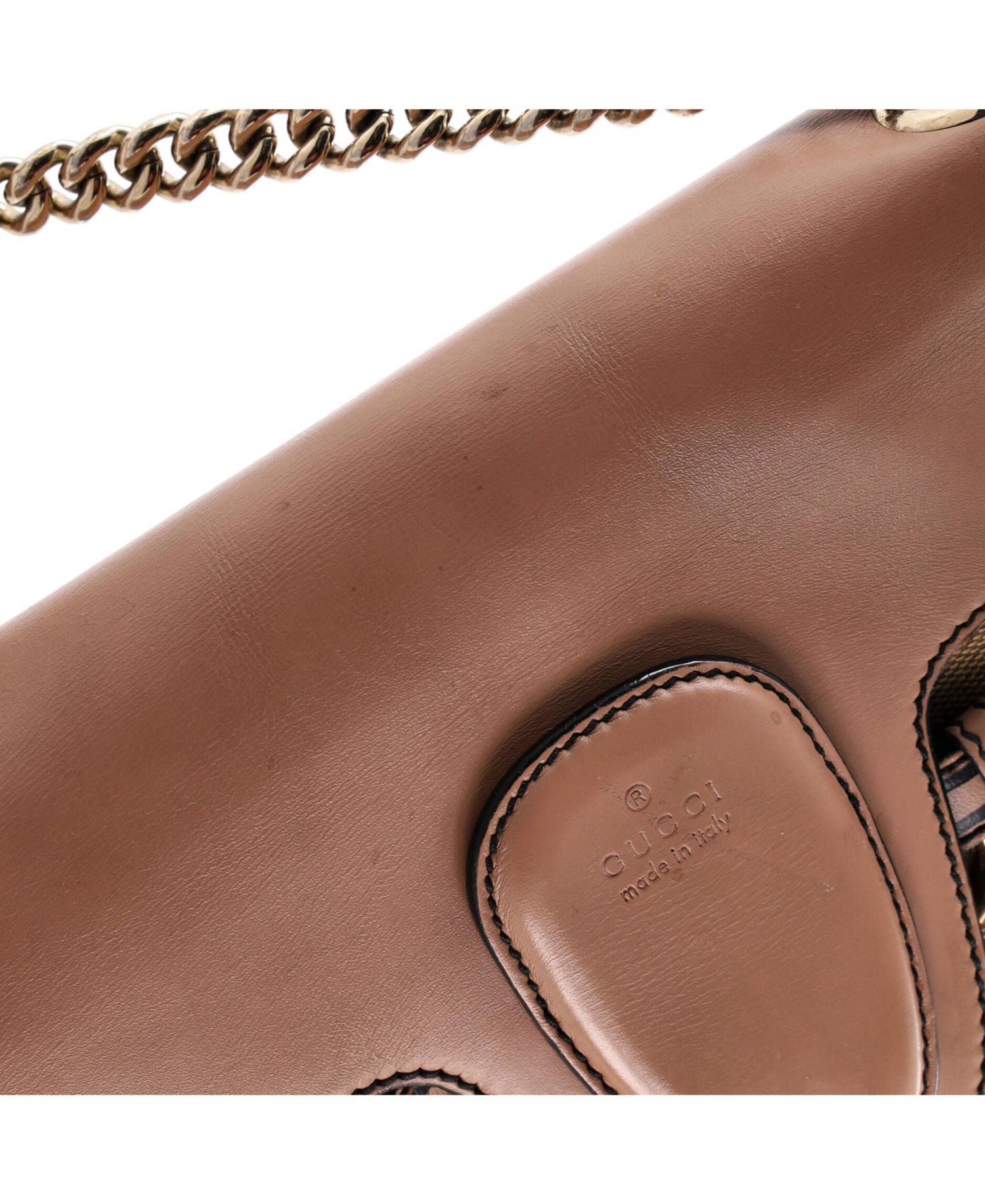 Medium Emily Chain Flap Shoulder Bag GG Canvas and Leather