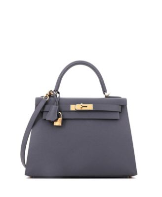 Kelly 28 Handbag Grey Epsom with Permabrass Hardware