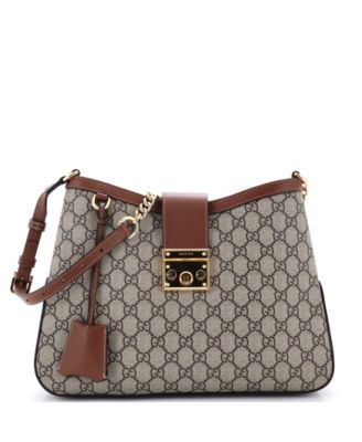 Medium Padlock Chain Shoulder Bag GG Coated Canvas with Leather