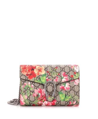 Small Dionysus Chain Wallet Blooms Print GG Coated Canvas