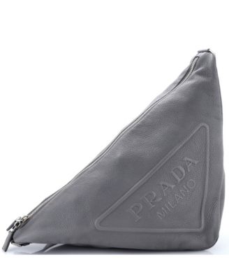 Large Triangle Logo Zip Messenger Leather