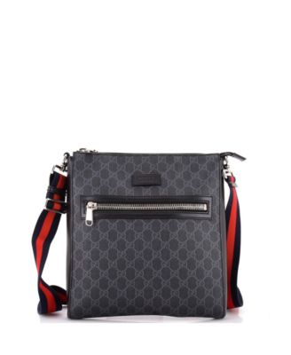 Medium Web Strap Front Zip Messenger Bag GG Coated Canvas