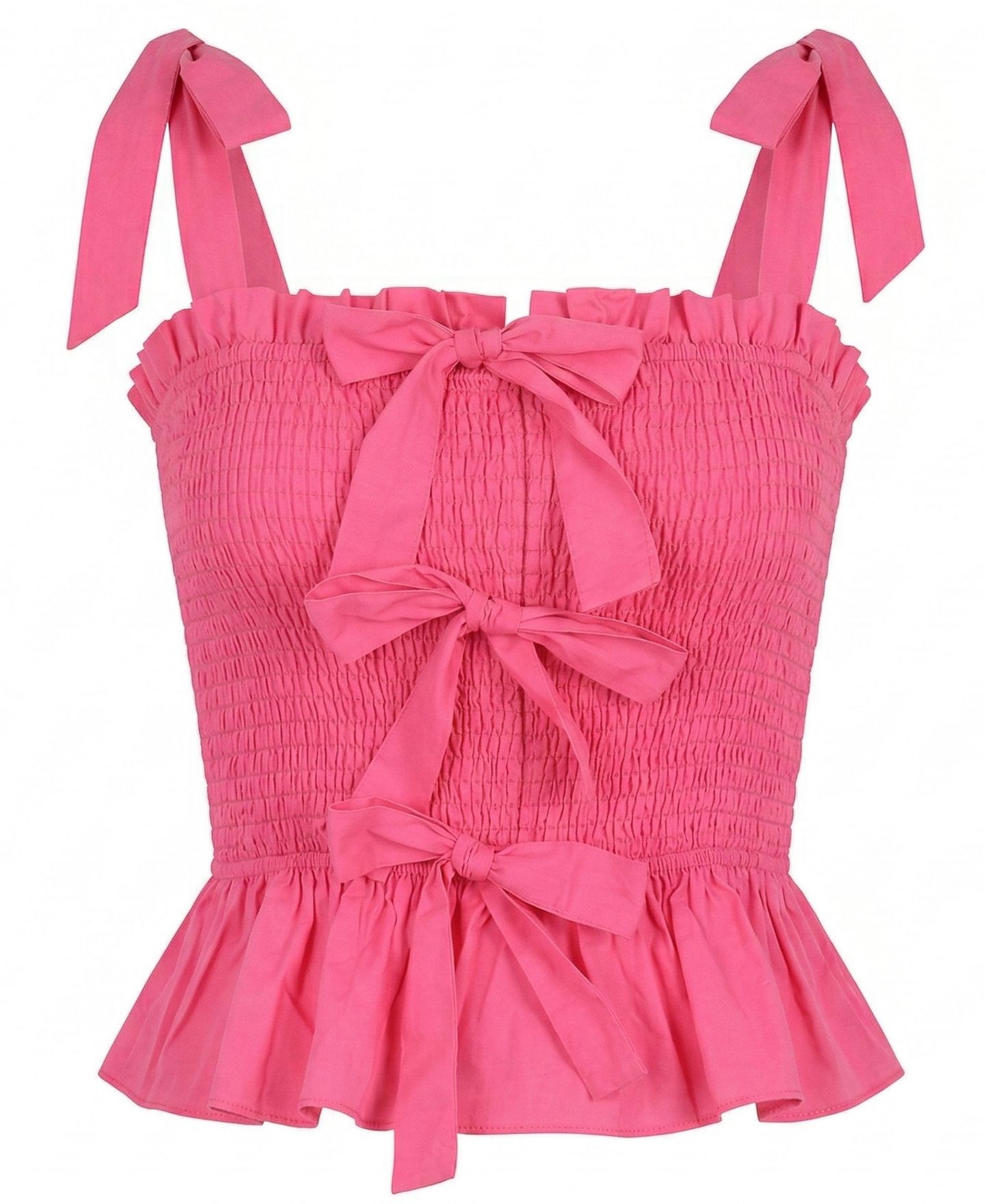 Женский топ Modenaire Smocked Bow-Strap Peplum, цвет: Розовый — фото 5