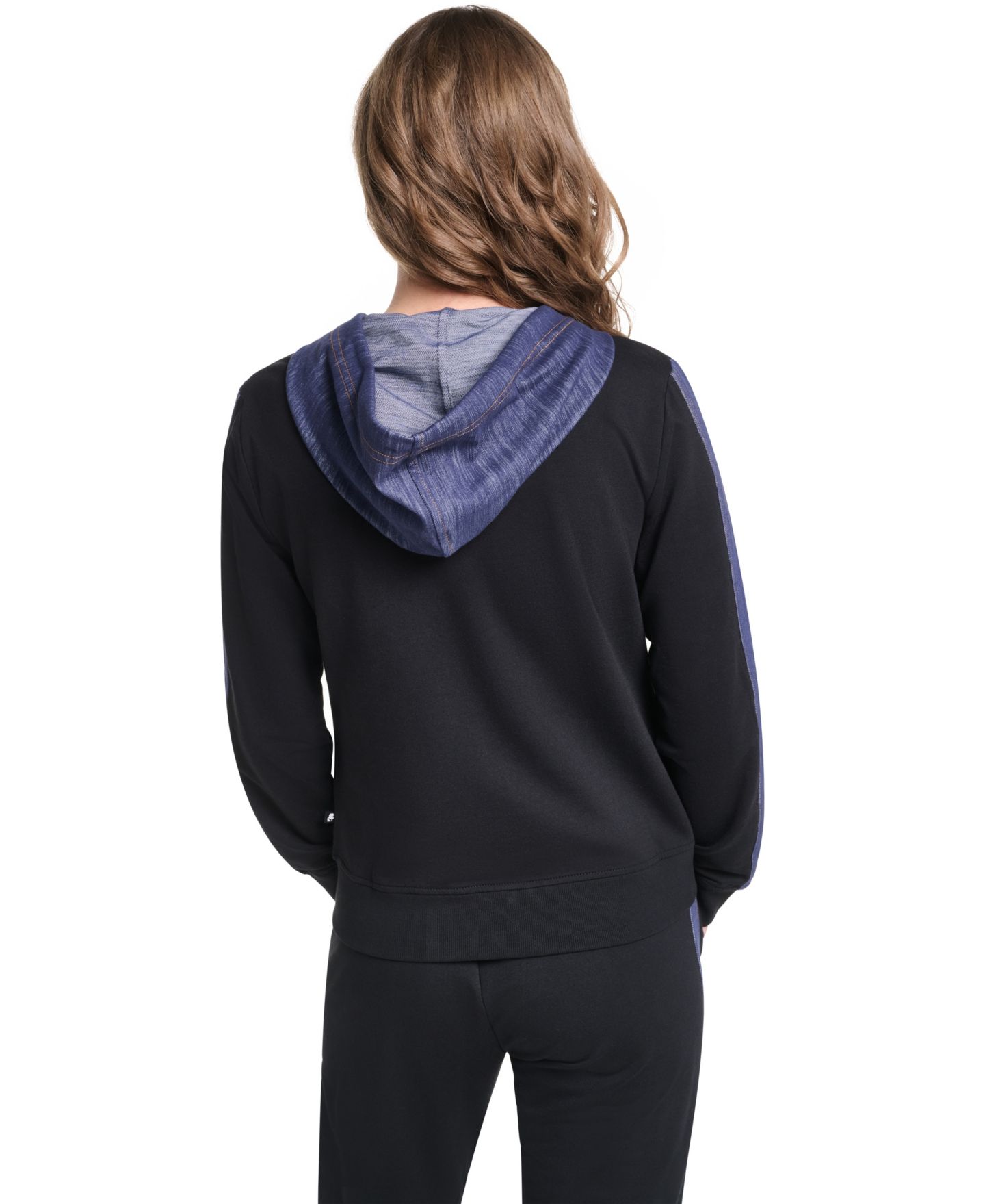 Женская куртка KARL LAGERFELD PARIS Zip-Up Denim-Contrast Hooded, цвет: Чёрный — фото 6