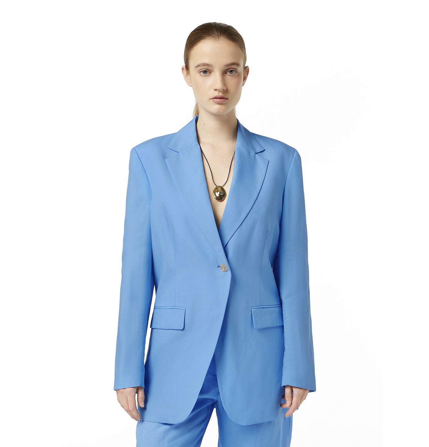 Женский пиджак SCOTCH & SODA Boyfriend Linen Blend Blazer, цвет: Аквамариновый синий — фото 1