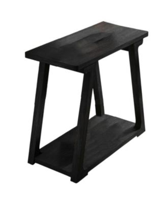 Narrow Solid Wood End Table with 2-Tier Storage