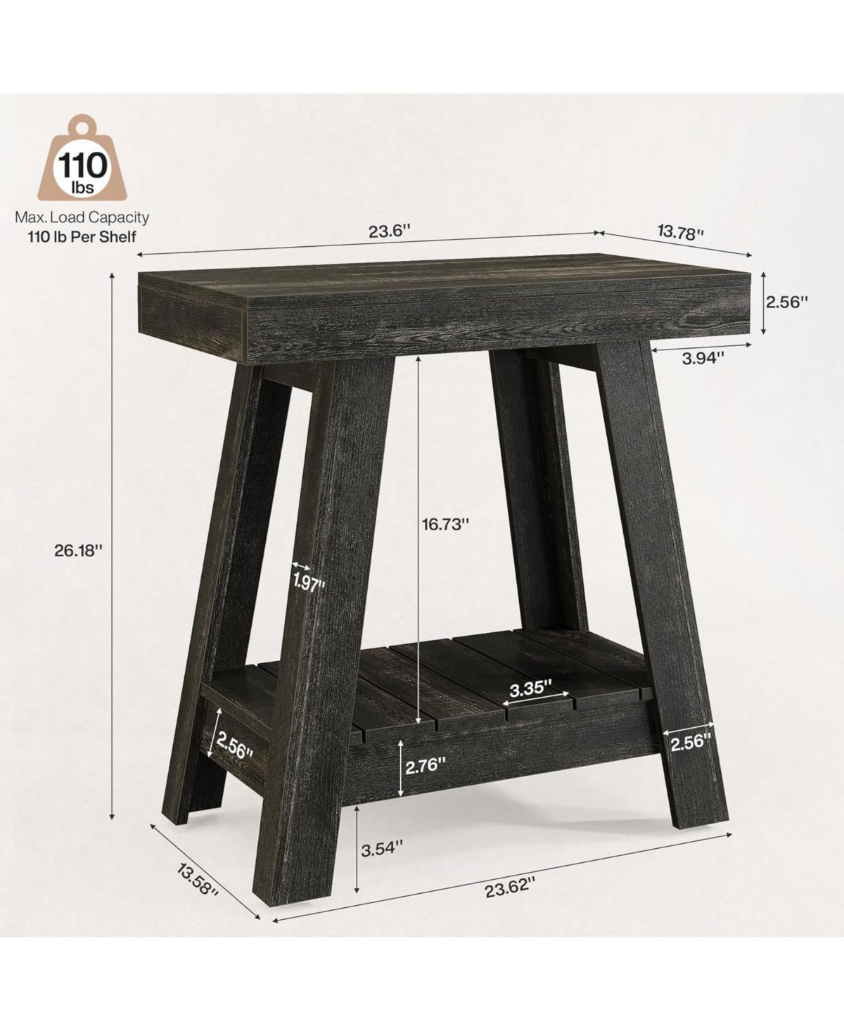Slickblue 2-Tier Slim End Table with Storage for Sofa
