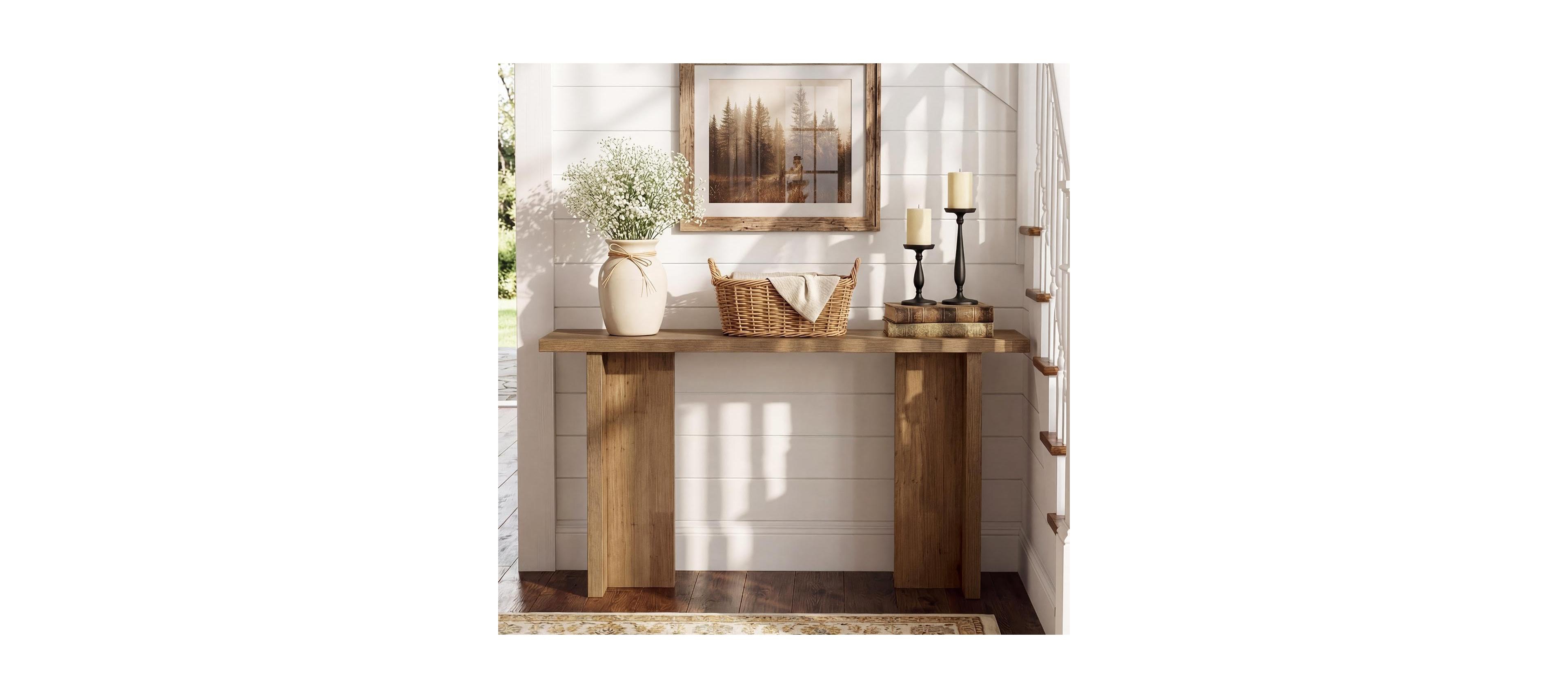 Tribesigns Modern Console Table, Narrow Entryway Table with Wood Grain, Minimalist Sofa Table