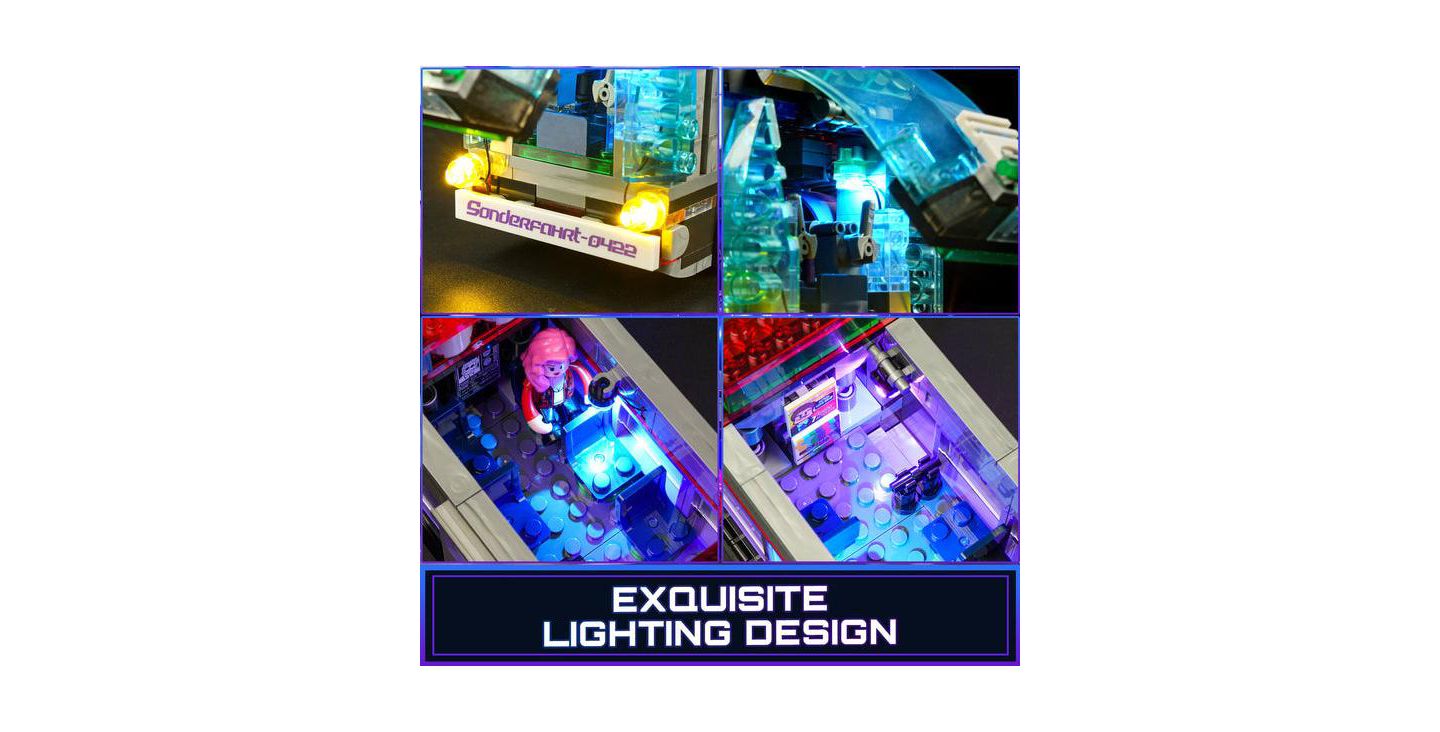 Детский конструктор Lumibricks Cyberpunk Future Bus 605-Piece 2-in-1 LED Light Building Set, Ages 16+ — фото 7