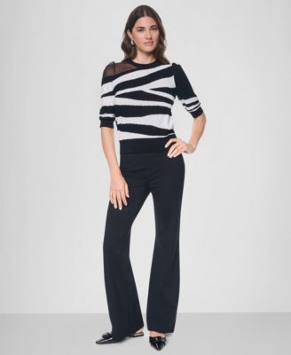 Women's Zebra-Print 3/4-Sleeve Sweater thumbnail 2