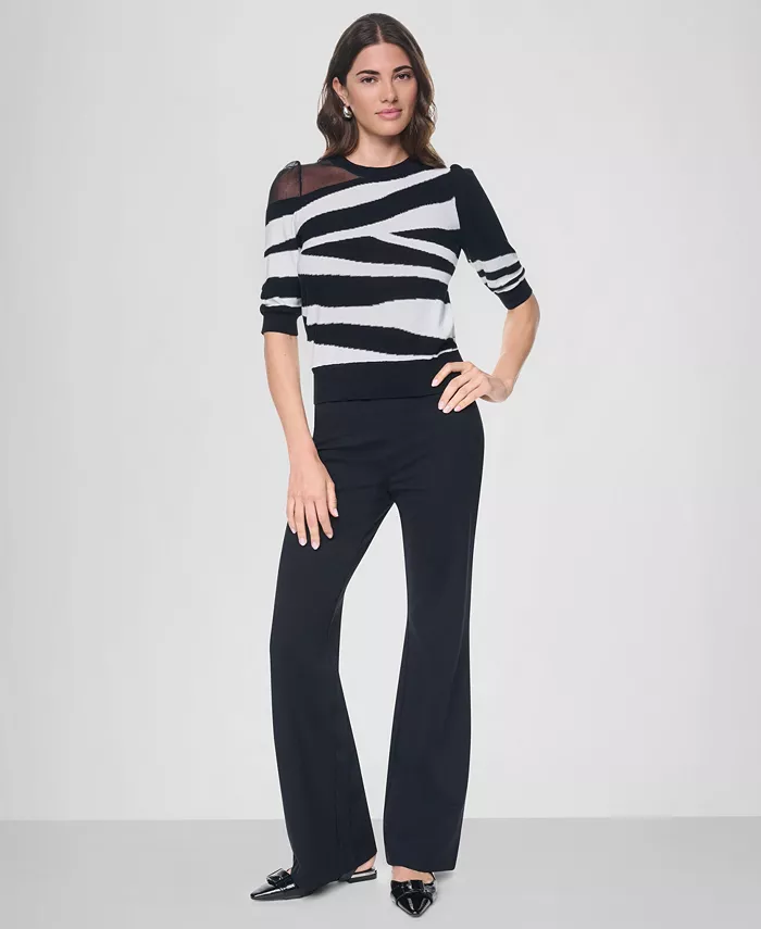 Women's Zebra-Print 3/4-Sleeve Sweater - thumbnail 7