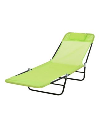 Outdoor Folding Chaise Lounge Chair with Reclining Back and Headrest