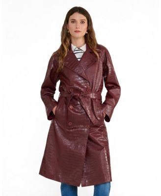 Women's Sloane Croc Embossed Leather Trench Coat