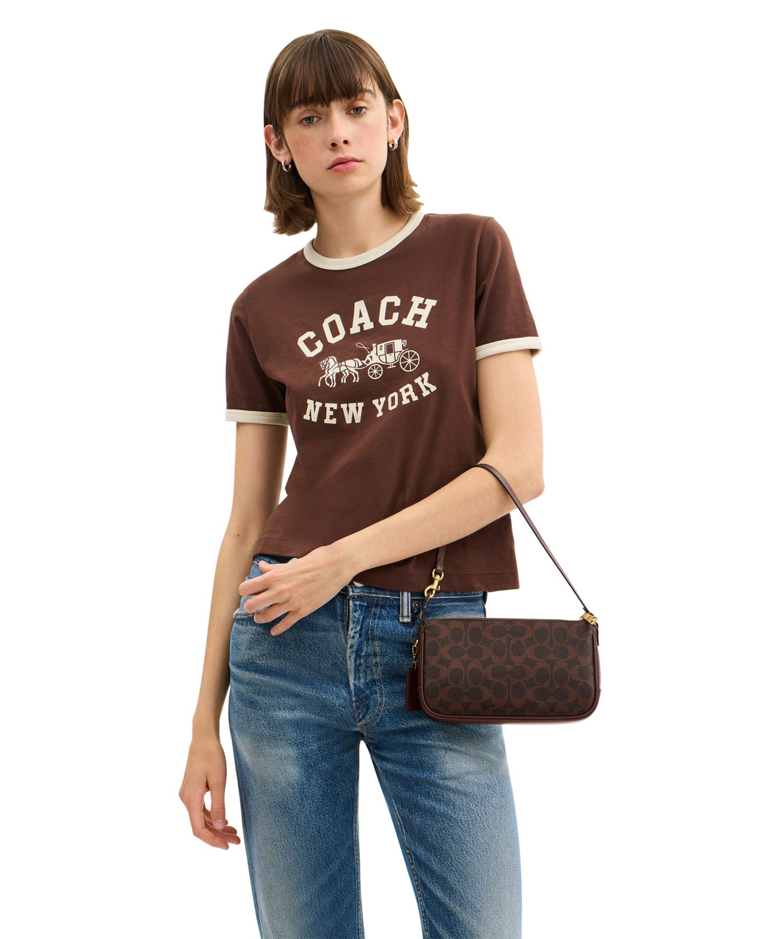 Plaza Small Signature Canvas Slim Shoulder Bag