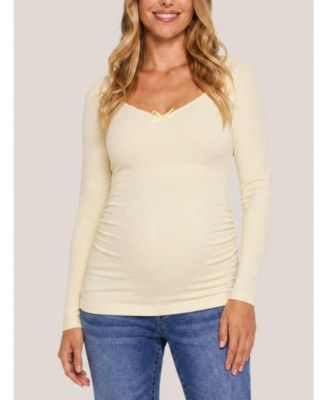 Maternity Motherhood Sweetheart Side-Ruched Long Sleeve Tee - Motherhood
