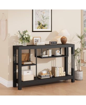Industrial Console Table, 47 Inch Narrow Entryway Sofa Table with Open Storage Shelves for Hallway or Living Room